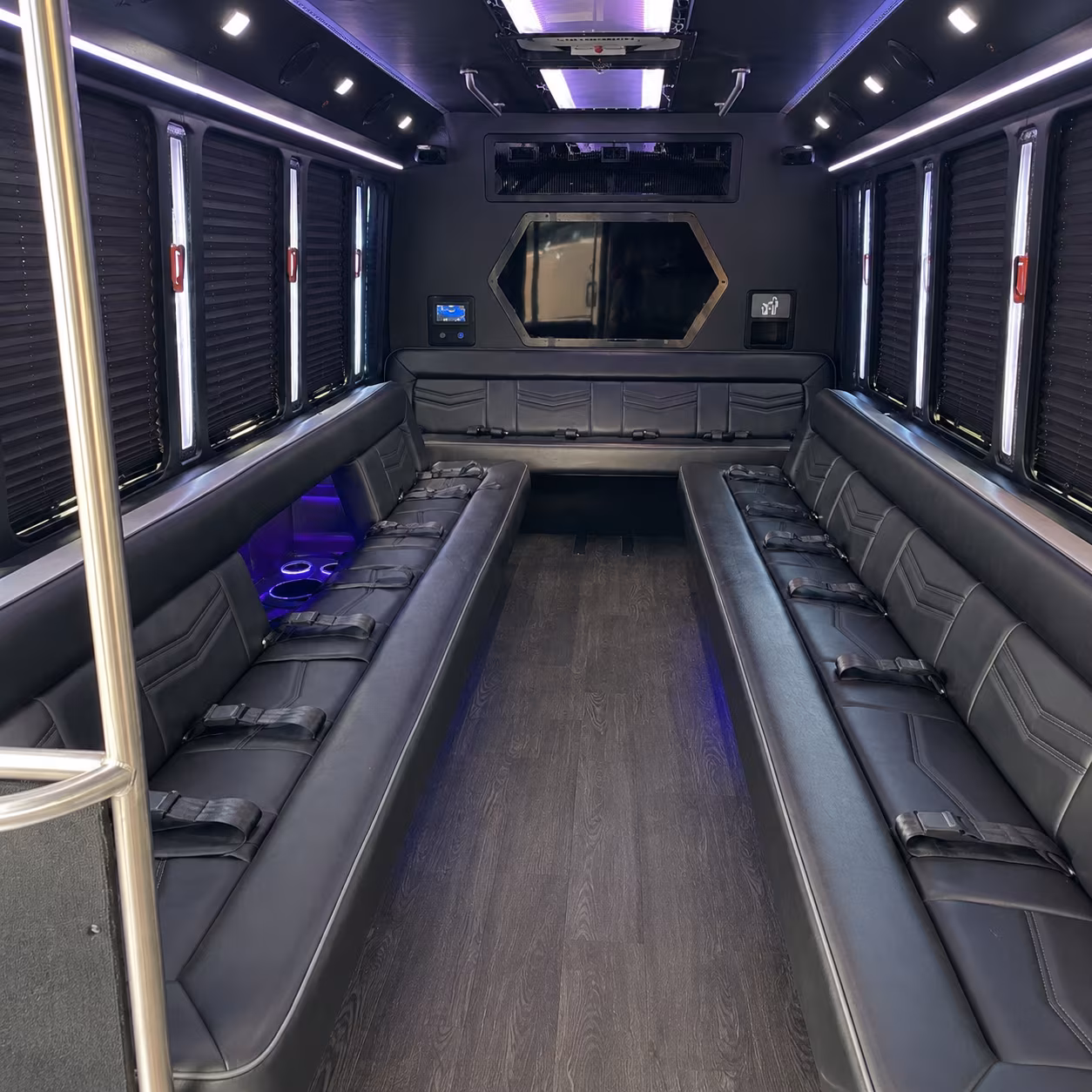 san leandro 18 passenger party bus interior
