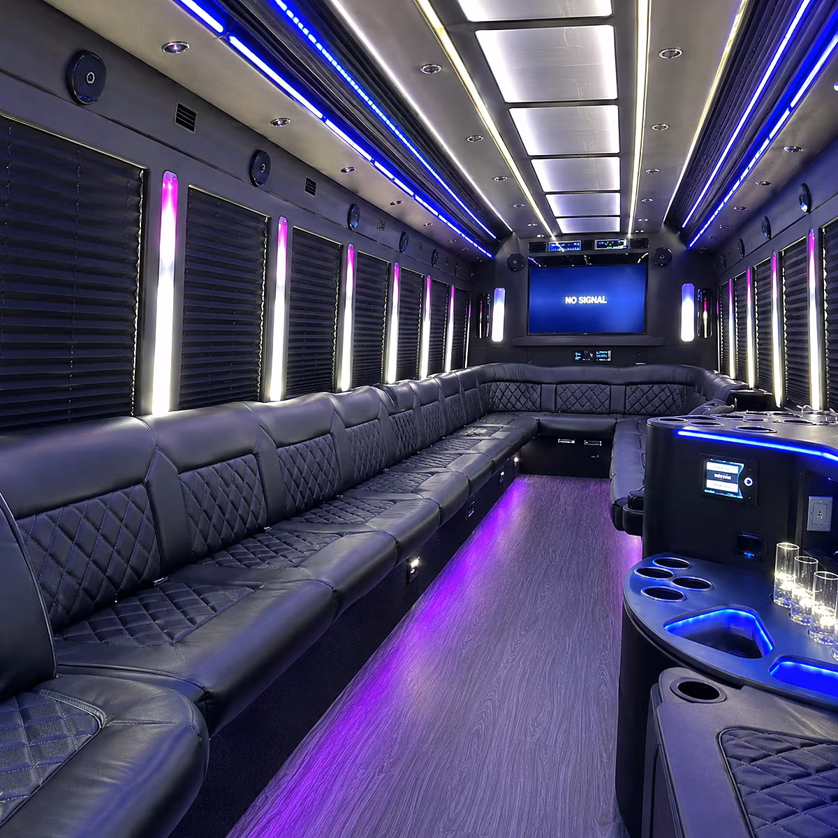san leandro 30 passenger party bus inside